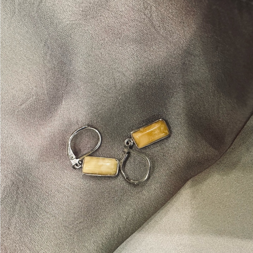 Elegant Sterling Silver and Amber Earrings